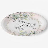 Ze zei ja groen geometrische bruid papieren bordje (Gekanteld)
