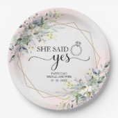 Ze zei ja groen geometrische bruid papieren bordje (Voorkant)