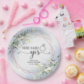 Ze zei ja groene geometrische bruidsservetten Pap Papieren Bordje (Feest)