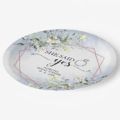 Ze zei ja groene geometrische bruiloft servetten P Papieren Bordje (Gekanteld)