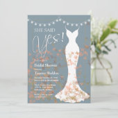 Ze zei ja Herfst Blauwe Bridal Uitnodiging (Staand voorkant)