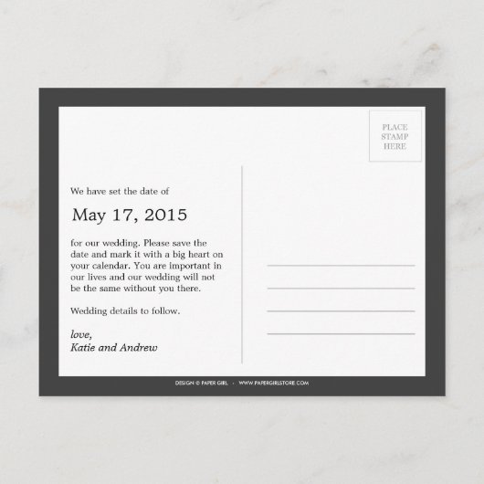 Ze zei ja! Het Briefkaart Datum opslaan (Achterkant)