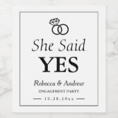 Ze zei ja | Huwelijksring verlovingsfeest Wijn Etiket (Enkel label)