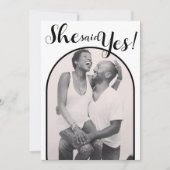 Ze zei ja in Photo Arch Engagement Party Modern Kaart (Voorkant)