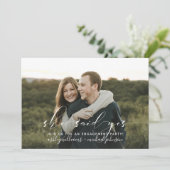 Ze zei ja kalligrafie 2 foto verlovingsfeest kaart (Staand voorkant)