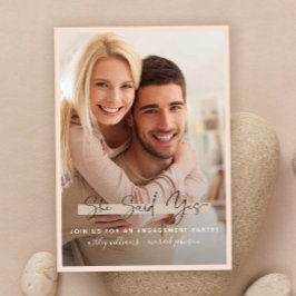 Ze zei ja kalligrafie blush gouden Verloving Kaart