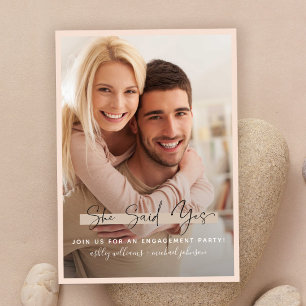 Ze zei ja kalligrafie blush gouden Verloving Kaart