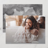 Ze zei ja kalligrafie QR Code Engagement Party Kaart (Voorkant / Achterkant)