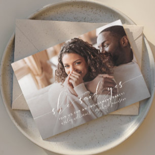 Ze zei ja kalligrafie verlovingsfeest kaart