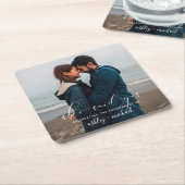 Ze zei ja kalligrafie verlovingsfeestfoto kartonnen onderzetters (Schuin)