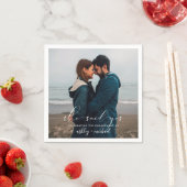 Ze zei ja kalligrafie verlovingsfeestfoto servet (Insitu)