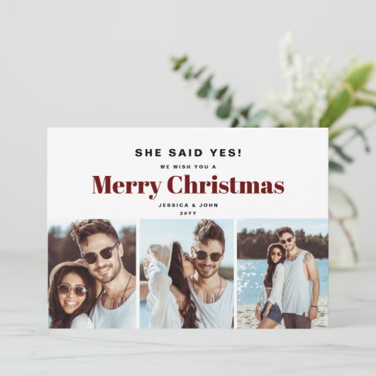 Ze zei ja kerst Verloving Aankondiging (Staand voorkant)