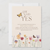 Ze zei ja, kleurrijke Wildflower Engagement Party Kaart (Voorkant)