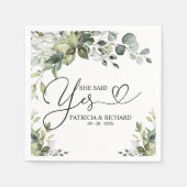 Ze zei ja Leuk servetten voor verlovingsfeestje (Voorkant)