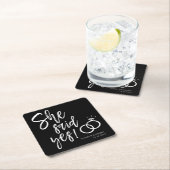 Ze zei ja! | Manuscript Engagement Party Black Kartonnen Onderzetters (Insitu)