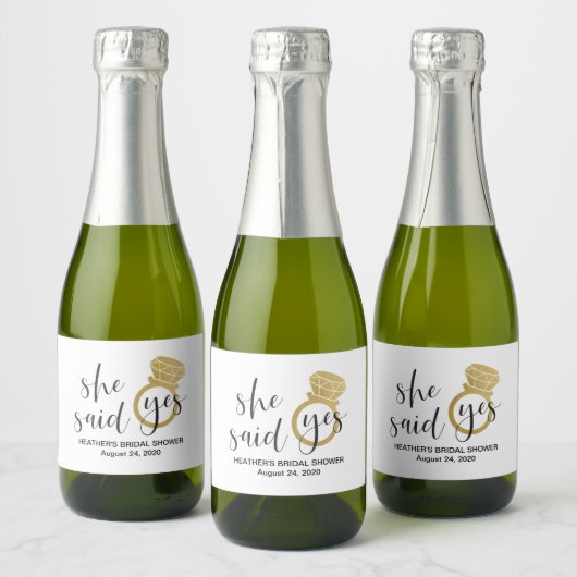 Ze zei ja mini mousserende wijn fles etiket (Flessen)