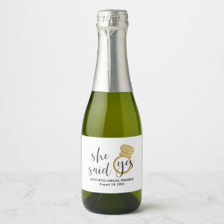 Ze zei ja mini mousserende wijn fles etiket