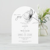 Ze zei ja Minimal Floral Engagement Party Arch Kaart (Staand voorkant)