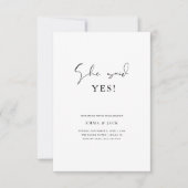 Ze zei ja minimalistisch bruiloft Verloving Kaart (Voorkant)