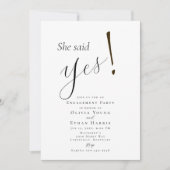 Ze zei ja minimalistisch Verloving Kaart (Voorkant)