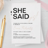 Ze zei ja, minimalistisch Vrijgezellenfeest Folie Uitnodiging