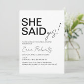 Ze zei ja, minimalistisch Vrijgezellenfeest Kaart (Staand voorkant)