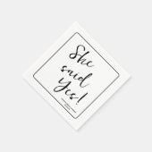 Ze zei ja! Modern, Chic, Aangepast Vrijgezellenfee Servet (Hoek)