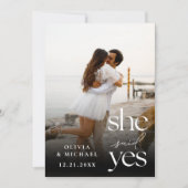 Ze zei ja Modern Photo Verloving Aankondiging (Voorkant)