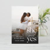 Ze zei ja Modern Photo Verloving Aankondiging (Staand voorkant)