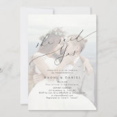 Ze zei ja modern script foto engagement kaart (Voorkant)