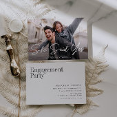 Ze zei ja modern script foto verloving kaart