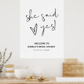 Ze zei ja modern Vrijgezellenfeest welkomstbord Poster (Keuken)