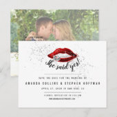 Ze zei ja | Moderne grafische foto slaat de datum  Briefkaart (Voorkant / Achterkant)