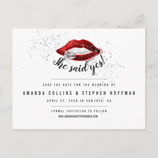 Ze zei ja | Moderne grafische foto slaat de datum  Briefkaart (Voorkant)