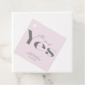 Ze zei ja moderne typografie bruidsfeest bedankjes labels (In situ)