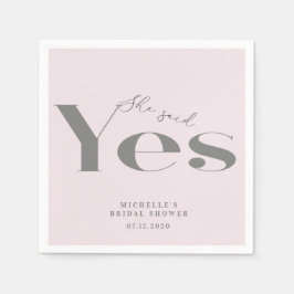 Ze zei ja moderne typografie bruidsfeest servet