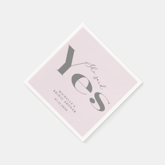 Ze zei ja moderne typografie bruidsfeestje servet (Hoek)