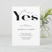 Ze zei ja moderne typografie verloving kaart (Staand voorkant)