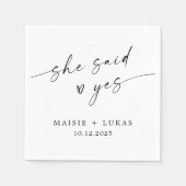 Ze zei ja, moderne verlovingsfeestservetten servet (Voorkant)