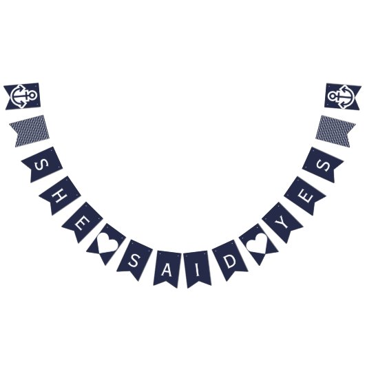 Ze zei ja Nautical Wedding Bunting Vlaggetjes (Alle)