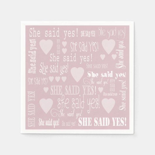 Ze zei ja Pink Engagement Party Servet (Voorkant)