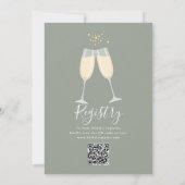 Ze zei Ja QR Code Bruidsfeest Sagegroen Kaart (Achterkant)