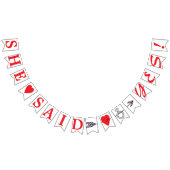 ZE ZEI JA, rode tekst - diamanten ring, hart + pij Vlaggetjes (Alle)