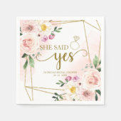 Ze zei ja Roze Bloemige Geometrische Bruiloftsdans Servet (Voorkant)