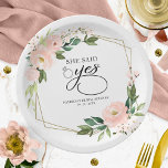 Ze zei ja Roze Blush Geometric Vrijgezellenfeest Papieren Bordje<br><div class="desc">Ze zei ja Roze Blush Geometric Vrijgezellenfeest Paper Bord</div>