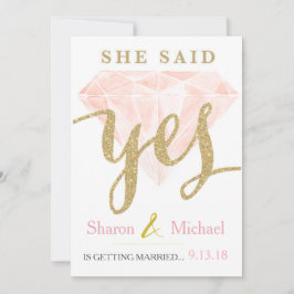 Ze zei Ja Roze Diamant Aankondiging