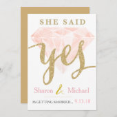 Ze zei Ja Roze Diamant Aankondiging (Voorkant / Achterkant)