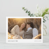 Ze zei ja Rustic Boho foto bruiloft Verloving Kaart (Staand voorkant)