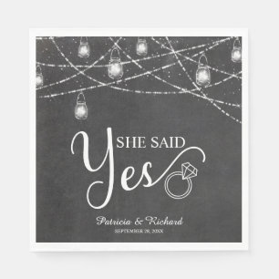 Ze zei ja Rustic Chalk Engagement Party Servet