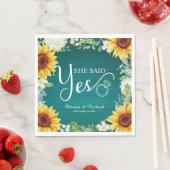 Ze zei ja Rustige Sunflower Engagement Party Servet (Insitu)